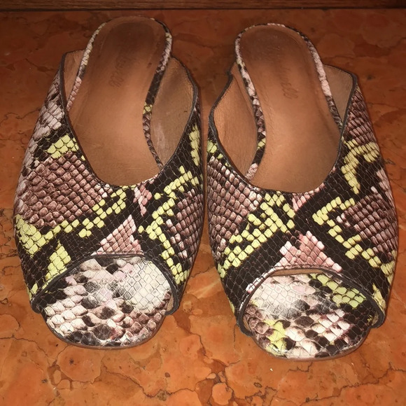 Madewell Erica peep-toe mule Leather snake python slides - Picture 7 of 9